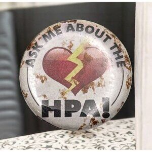 Vintage Ask Me About The HPA! Heart Lightning Pinback Button Pin